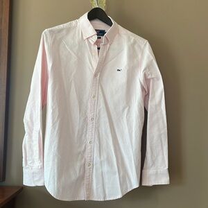 Vineyard Vines Pink & White Striped Oxford Whale Shirt- Size Medium